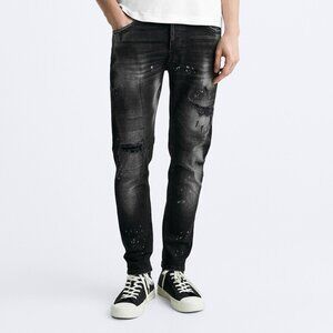 Zara Men's Slim Fit Denim Jean Pants (Black) [Size 30 / Small]